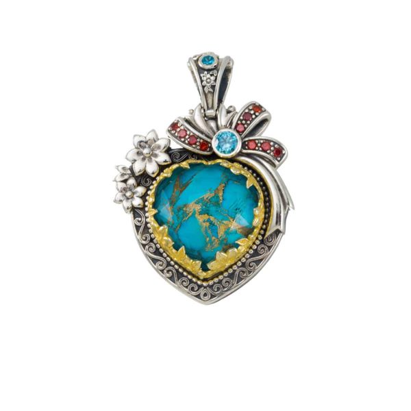 Heart Color Pendant in Sterling Silver 925 with Gold plated parts - Image 2