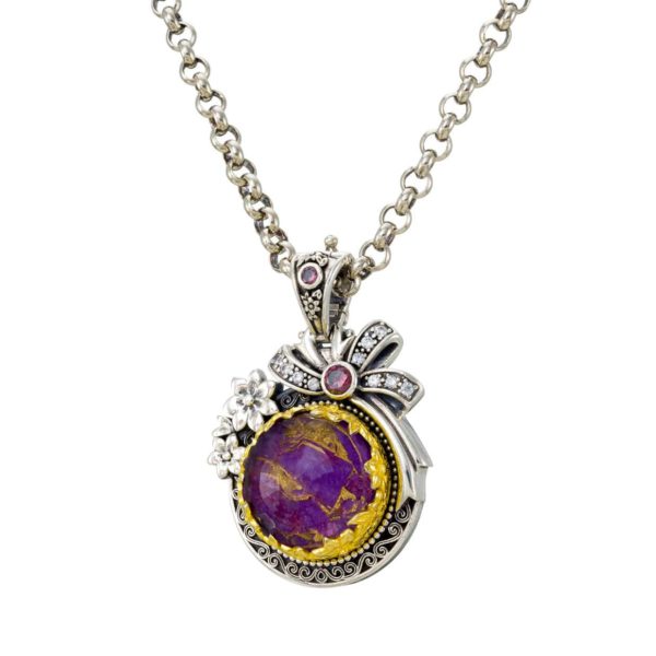 Round Color Pendant in Sterling Silver 925 with Gold plated parts - Image 4