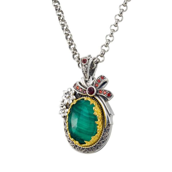 Oval Color Pendant in Sterling Silver 925 with Gold plated parts - Image 2