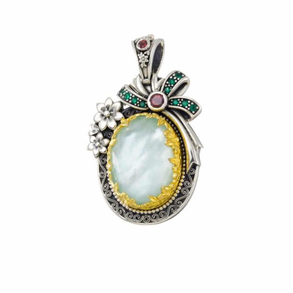 Oval Color Pendant in Sterling Silver 925 with Gold plated parts - Image 3