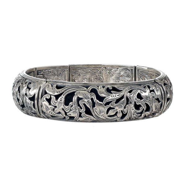 Garden Flower Byzantine Bracelet in Sterling Silver 925