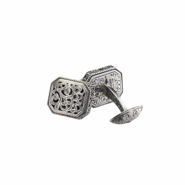 Filigree Byzantine Flower Cufflinks in Sterling Silver 925