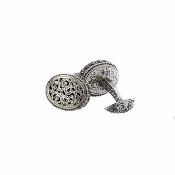 Filigree Byzantine Oval Cufflinks in Sterling Silver 925