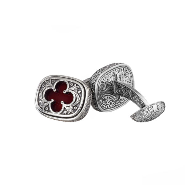 Men’s Lucky Clover Four Leaf Cufflinks in Sterling Silver 925