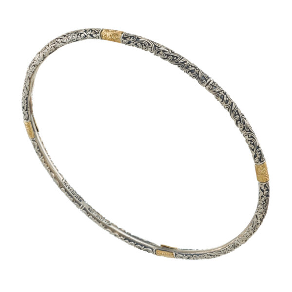 Bangle Bracelet 2mm in k18 Gold and Silver 6491a