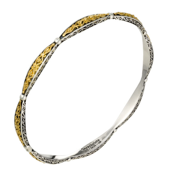 Bangle Bracelet in k18 Yellow Gold and Silver 6505a