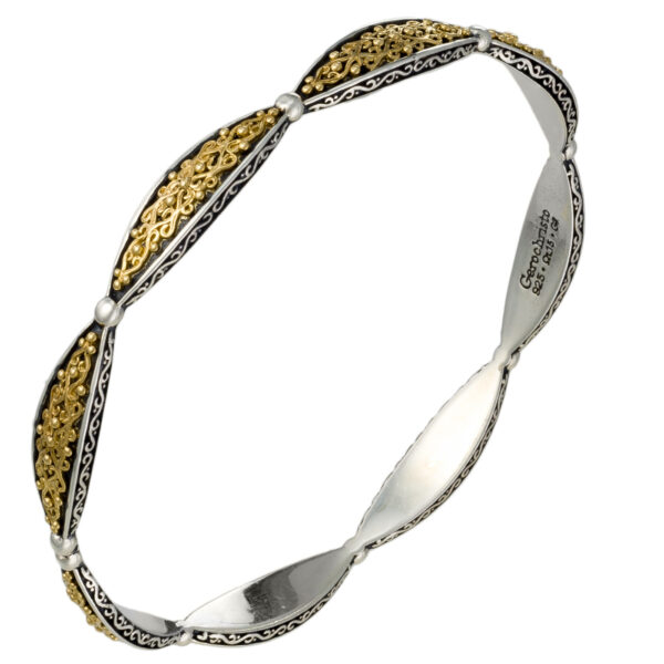 Bangle Bracelet in k18 Yellow Gold and Silver 6506a