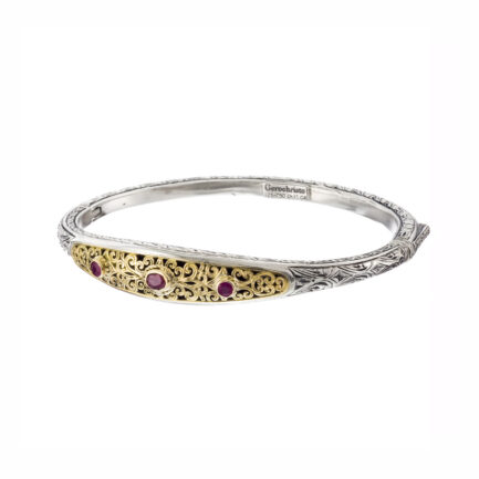 Byzantine Bracelet in k18 Gold and Silver 6398 rubies