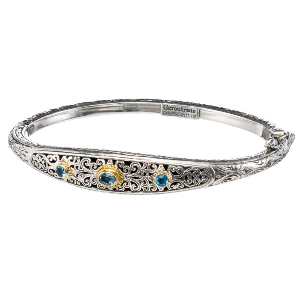 Byzantine Bracelet in k18 Gold and Silver 6399 blue topaz