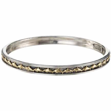 Dolphins Bangle Bracelet in k18 Yellow Gold and Silver 6499