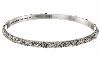 Garden Flower Bangle Bracelet in Sterling Silver 6504