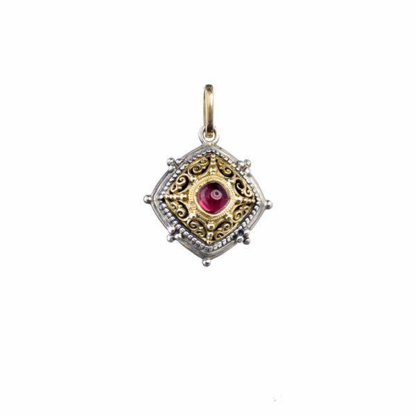 Byzantine Filigree Pendant for Women’s Yellow Gold k18 and Silver 925