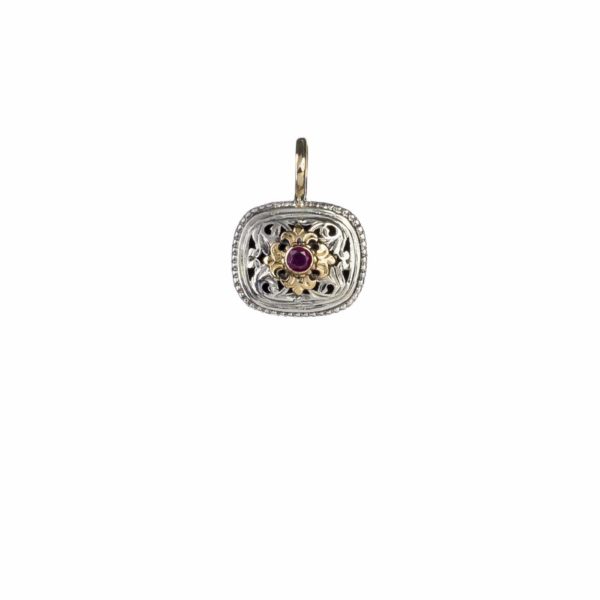 Filigree Pendant for Ladies Yellow Gold k18 and Sterling Silver 925