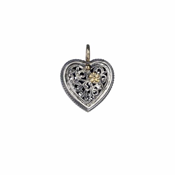 Heart Filigree Byzantine Pendant for Women’s Yellow Gold k18 and Silver 925