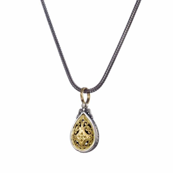 Tear Filigree Byzantine Pendant for Women’s Yellow Gold k18 and Silver 925 - Image 2