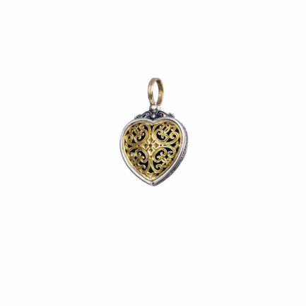 Heart Byzantine Pendant for Women’s Yellow Gold k18 and Silver 925