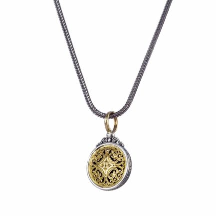 Round Byzantine Pendant for Women’s Yellow Gold k18 and Silver 925