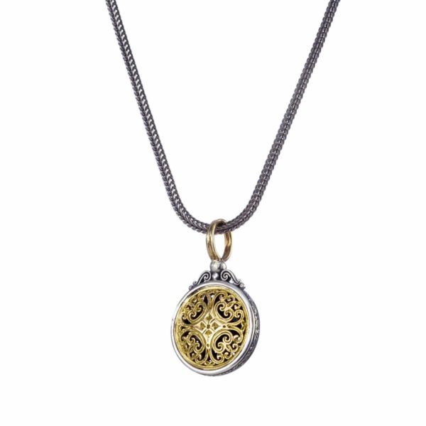 Round Byzantine Pendant for Women’s Yellow Gold k18 and Silver 925 - Image 2