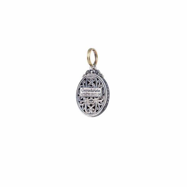 Oval Filigree Byzantine Pendant for Women’s Yellow Gold k18 and Silver 925 - Image 2