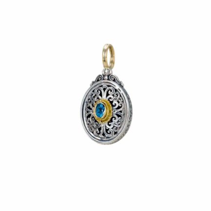 Filigree Byzantine Oval Pendant for Women’s Yellow Gold k18 and Silver 925