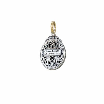 Filigree Byzantine Oval Pendant for Women’s Yellow Gold k18 and Silver 925
