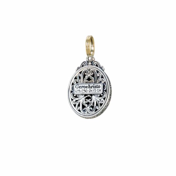 Filigree Byzantine Oval Pendant for Women’s Yellow Gold k18 and Silver 925 - Image 2