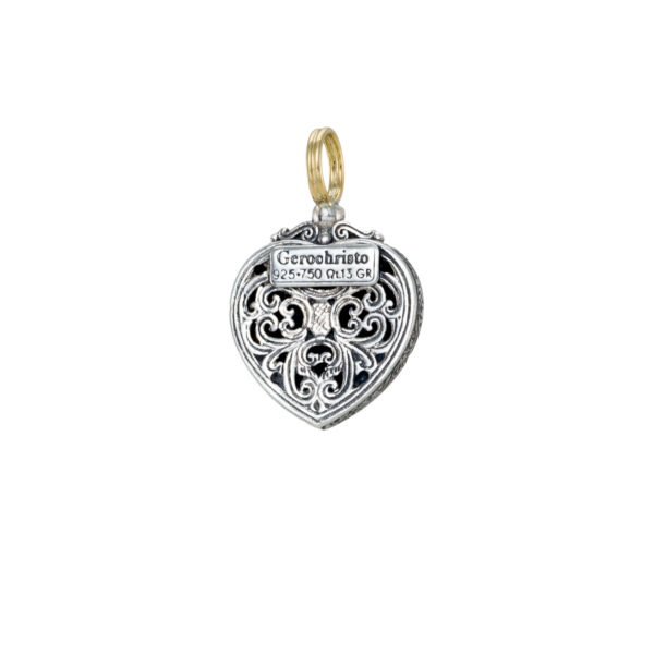 Diamonds Heart Byzantine Pendant for Women’s Yellow Gold k18 and Silver 925 - Image 2