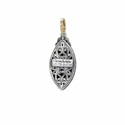 Diamonds Byzantine Navette Pendant for Women’s Yellow Gold k18 and Silver 925