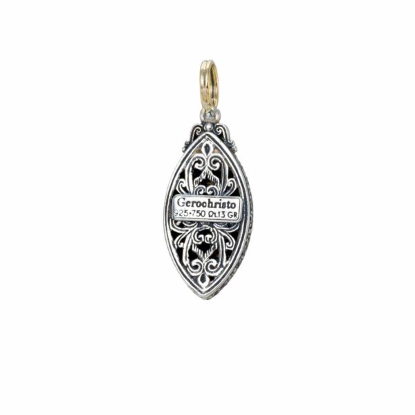 Diamonds Byzantine Navette Pendant for Women’s Yellow Gold k18 and Silver 925 - Image 2