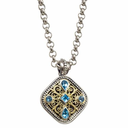 Byzantine Pendant for Ladies Yellow Gold k18 and Silver 925