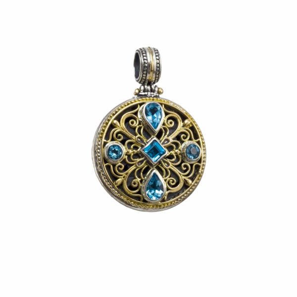 Byzantine Pendant for Ladies Yellow Gold k18 and Silver 925