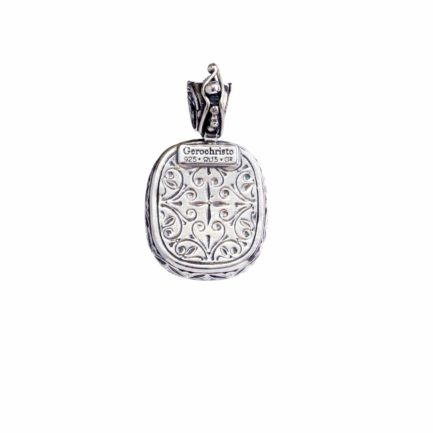 Flower Byzantine Pendant for Ladies in 18k Yellow Gold and Silver 925