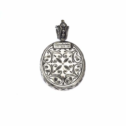 Oval Flower Byzantine Pendant for Ladies in Sterling Silver 925