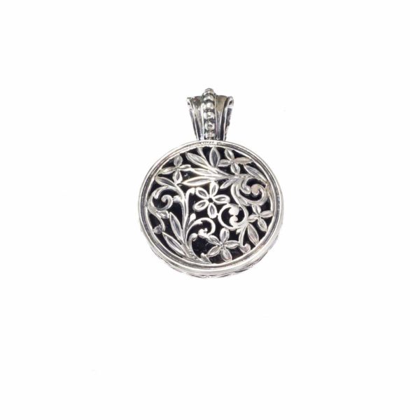 Round Flower Byzantine Pendant for Ladies in Sterling Silver 925