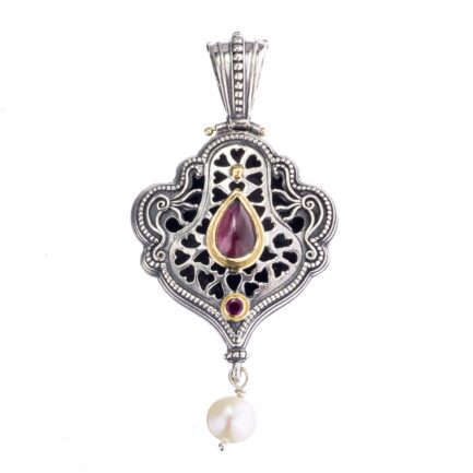 Byzantine Drop Pendant in k18 Gold and Silver 3010