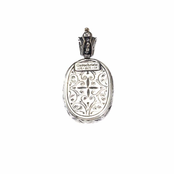 Oval Flower Byzantine Pendant in Sterling Silver 3102back