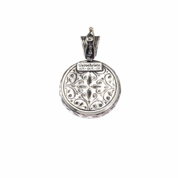 Round Flower Byzantine Pendant in Sterling Silver 3103back