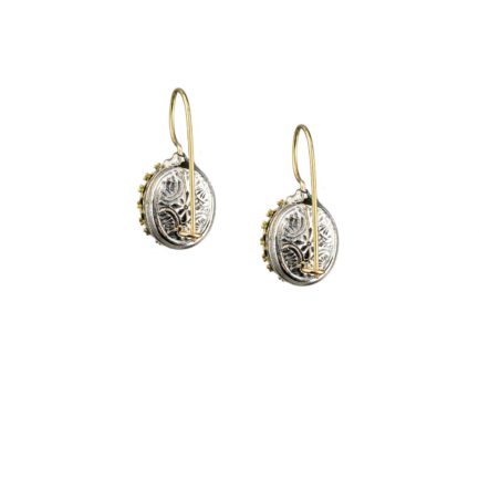 Crown Earrings for Women’s Oval 18k Yellow Gold and Sterling Silver 925