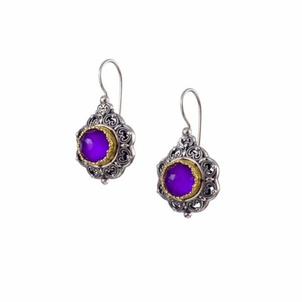 Colors Round Earrings Sterling Silver 925 with Gold plated parts for Ladies - Image 2