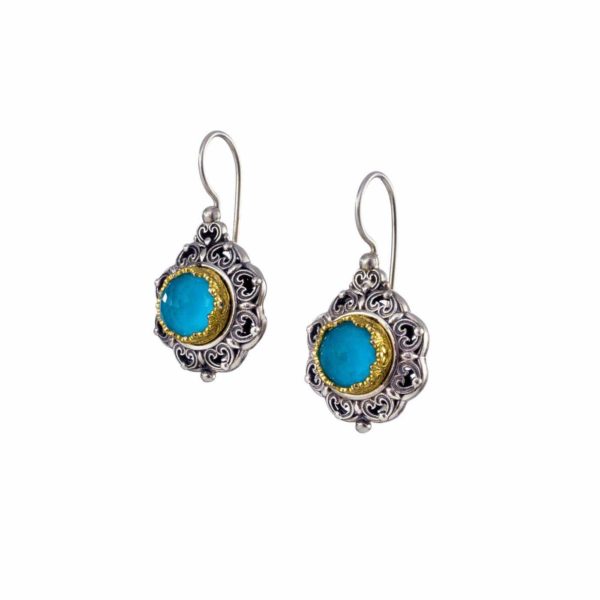 Colors Round Earrings Sterling Silver 925 with Gold plated parts for Ladies