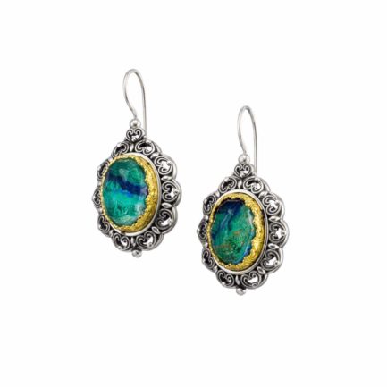 Colors Oval Earrings in Sterling Silver with Gold plated parts for Women’s