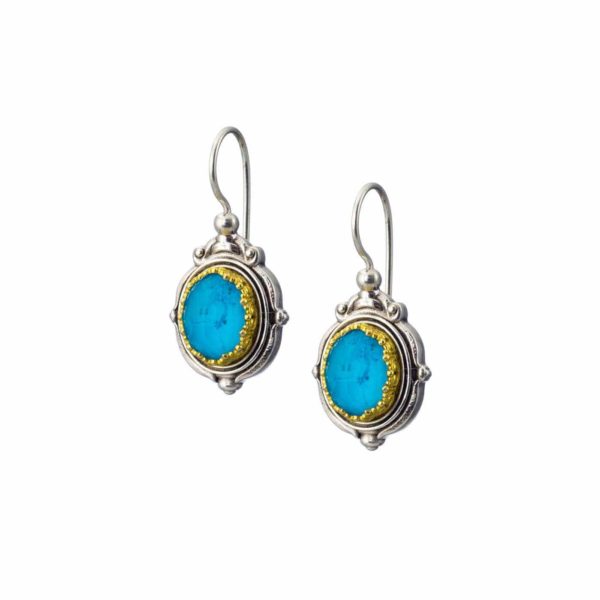 Colors Oval Earrings Sterling Silver 925 with Gold plated parts for Ladies - Image 2