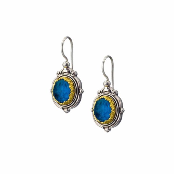 Colors Oval Earrings Sterling Silver 925 with Gold plated parts for Ladies - Image 3