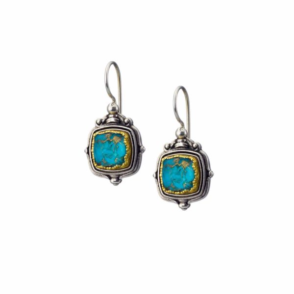 Colors Square Small Earrings Sterling Silver 925 with Gold plated parts for Women’s - Image 3