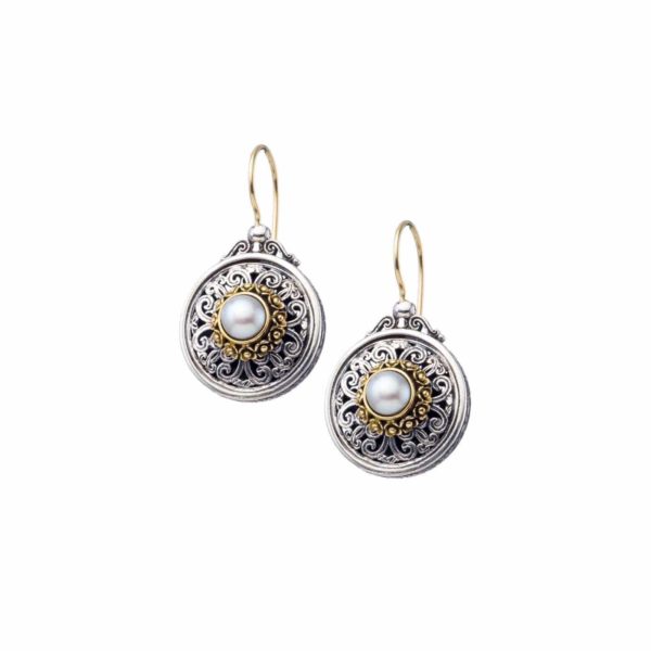 Mediterranean Round Earrings for Women’s 18k Yellow Gold and Sterling Silver 925