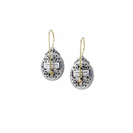 Mediterranean Oval Earrings for Women’s 18k Yellow Gold and Sterling Silver 925