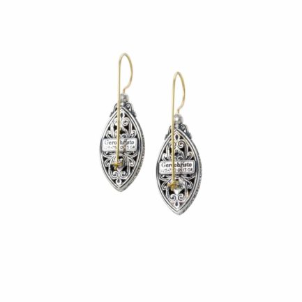 Diamonds Flower Earrings Beautiful for Women’s 18k Yellow Gold and Silver