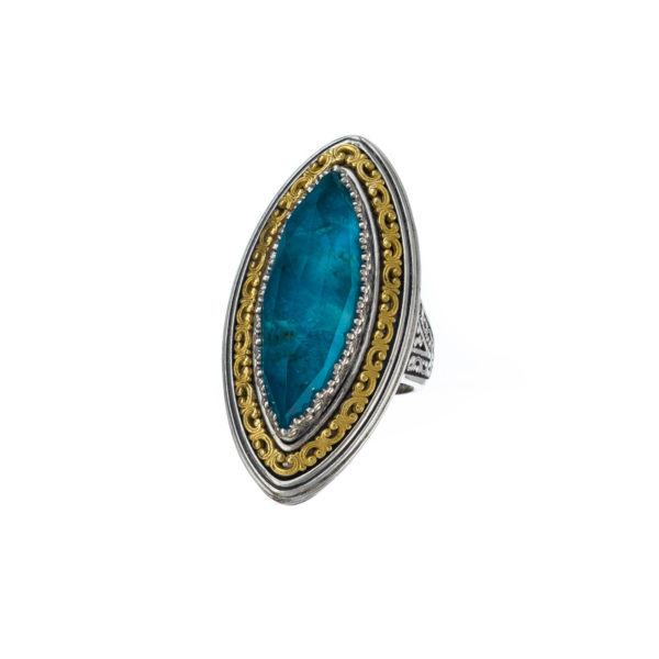 Large Ring Color Sterling Silver 925 with Gold Plated parts