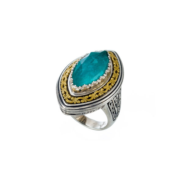 Color Navette Ring Sterling Silver 925 with Gold Plated parts - Image 4