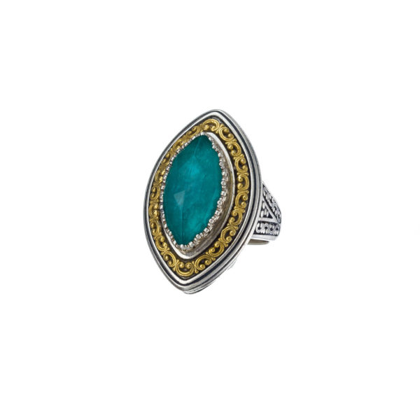 Color Navette Ring Sterling Silver 925 with Gold Plated parts - Image 3